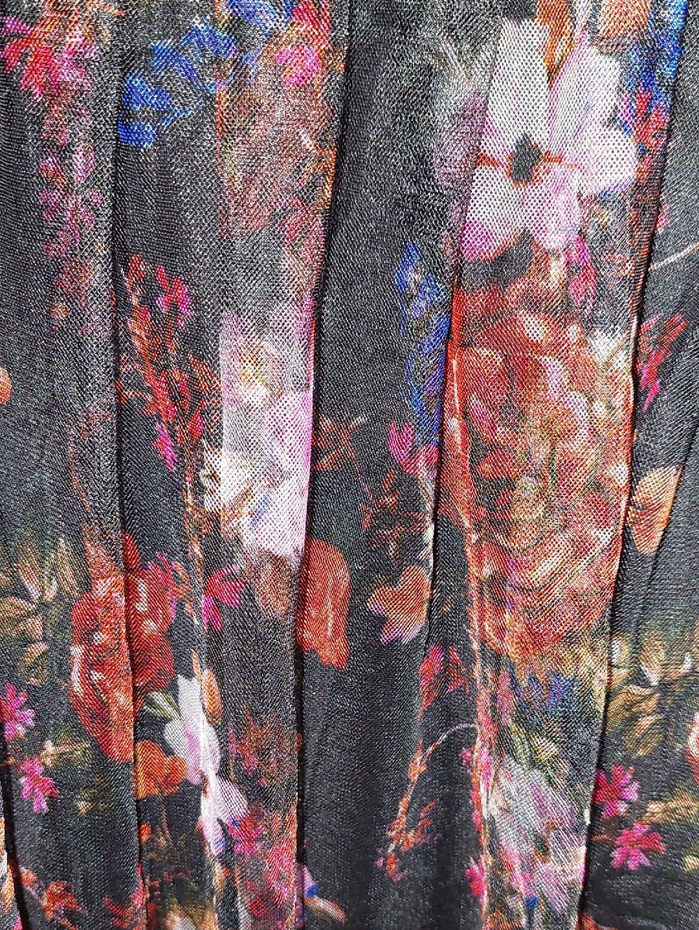 Torrid Black Multi-Color Floral Print Mesh Skater Midi Dress Sz 1X - Picture 11 of 15